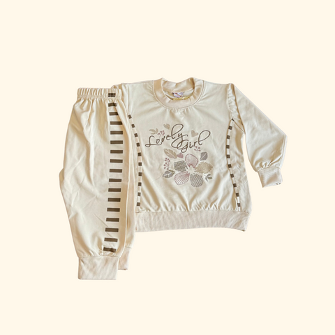 Trendy Toddler's Casual Wear | "Lovely Girl" Graphic Top & Pants Set