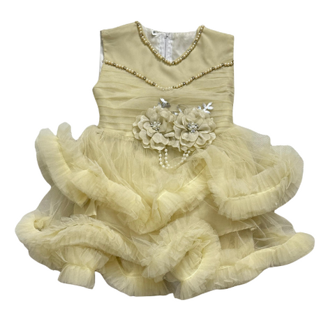 Light Yellow Baby Girl Fancy Frock with Pajama