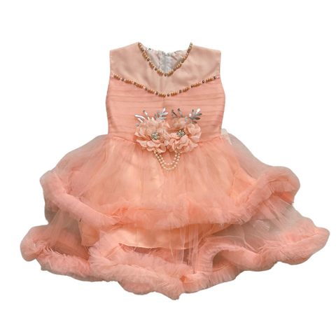 Orange Girl Frock - Fancy Party Wear Frock For Girls