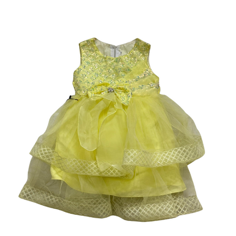 Yellow Fancy Frock - Lemon Party Wear Frock For Girls