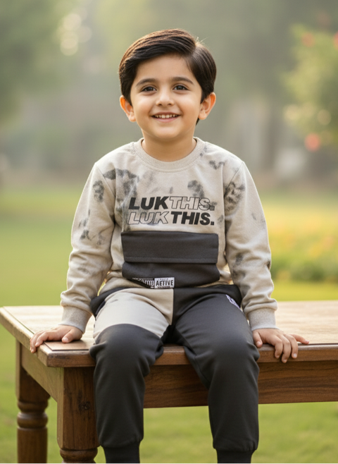 Boys' & Girls' Marble Print Tracksuit | Stylish 2-Piece Outfit