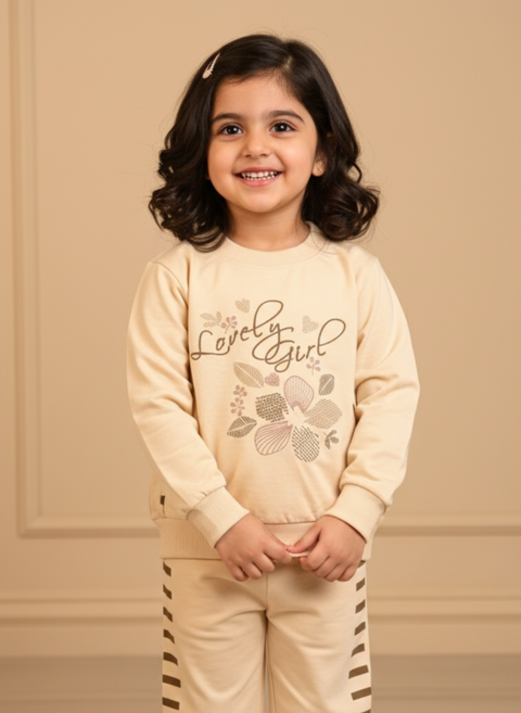 Trendy Toddler's Casual Wear | "Lovely Girl" Graphic Top & Pants Set